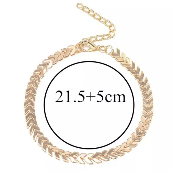 Gold Tone Arrow Anklet 10in Long - Picture 3 of 4